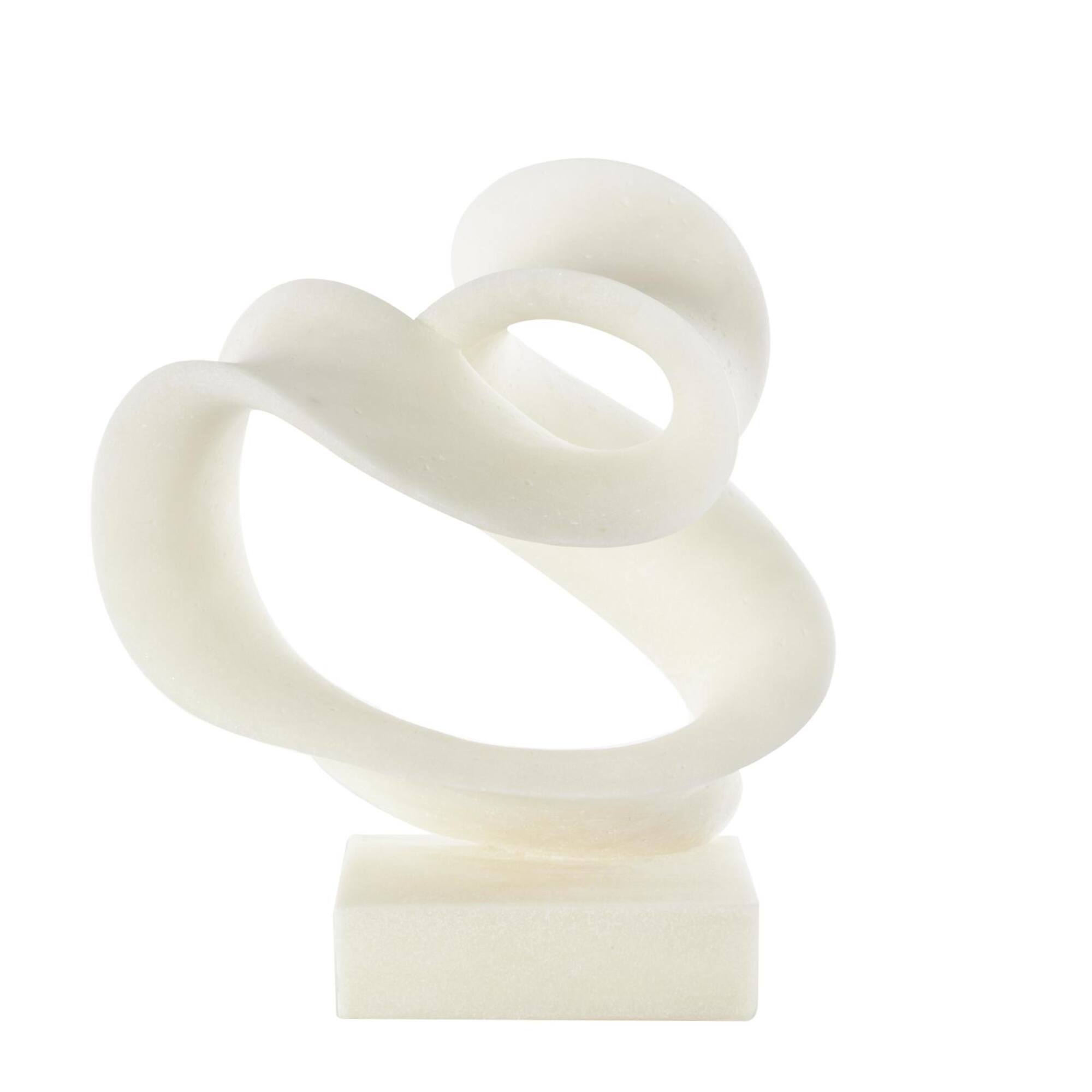 19.5" White Polystone Abstract Twisted Wave Decorative Sculpture with Elevated Base